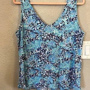 Lilly Pulitzer Lilly in the Jungle Cotton Tank Sleeveless Top sz Large Blue